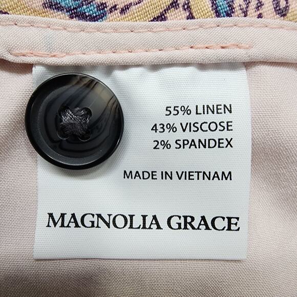 Magnolia Grace Shorts Womens 16 Pink Paisley Stretch Linen Blend Preppy Summer - Picture 4 of 11